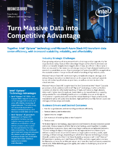 Gemeinsam revolutionieren Intel® Optane™ Technik und Microsoft Azure Stack HCI die Effizienz von Rechenzentren mit verbesserter Skalierbarkeit, Zuverlässigkeit und Erschwinglichkeit