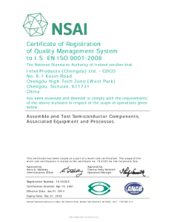 NSAI Certificate of Registration of Quality Management System to I.S. EN ISO 9001:2008