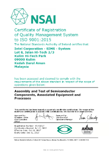 Intel Corporation - SIMS – System ISO 9001:2015 Certificate