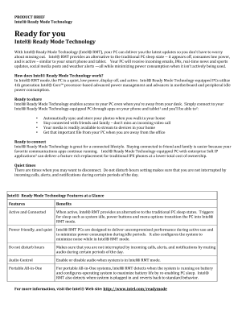 PRODUCT BRIEF
Intel® Ready Mode Technology